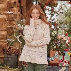 Sundance Linton Sweater Ivory Fleck Oversized Cowl Neck Size extra large rainbow